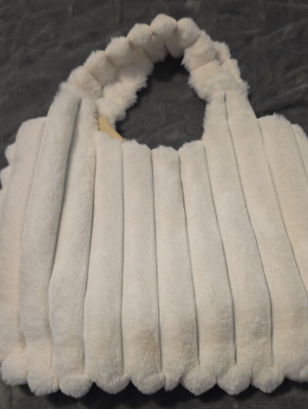 Cozy Cream Faux Fur Tote Bag with Padded Handles